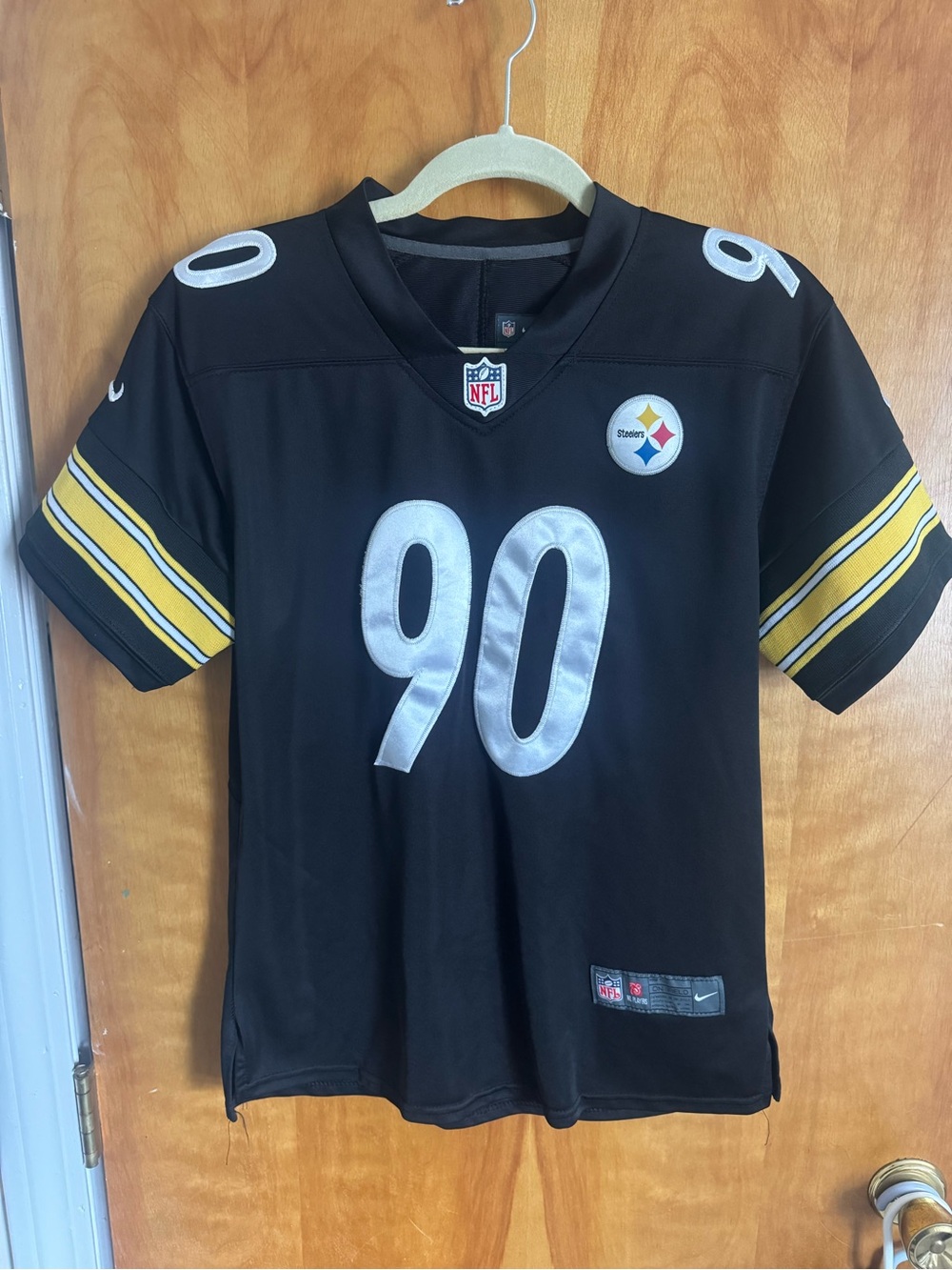 Nike Kids Womens Black Pittsburgh Steelers Embroidered TJ Watt Jersey - XL